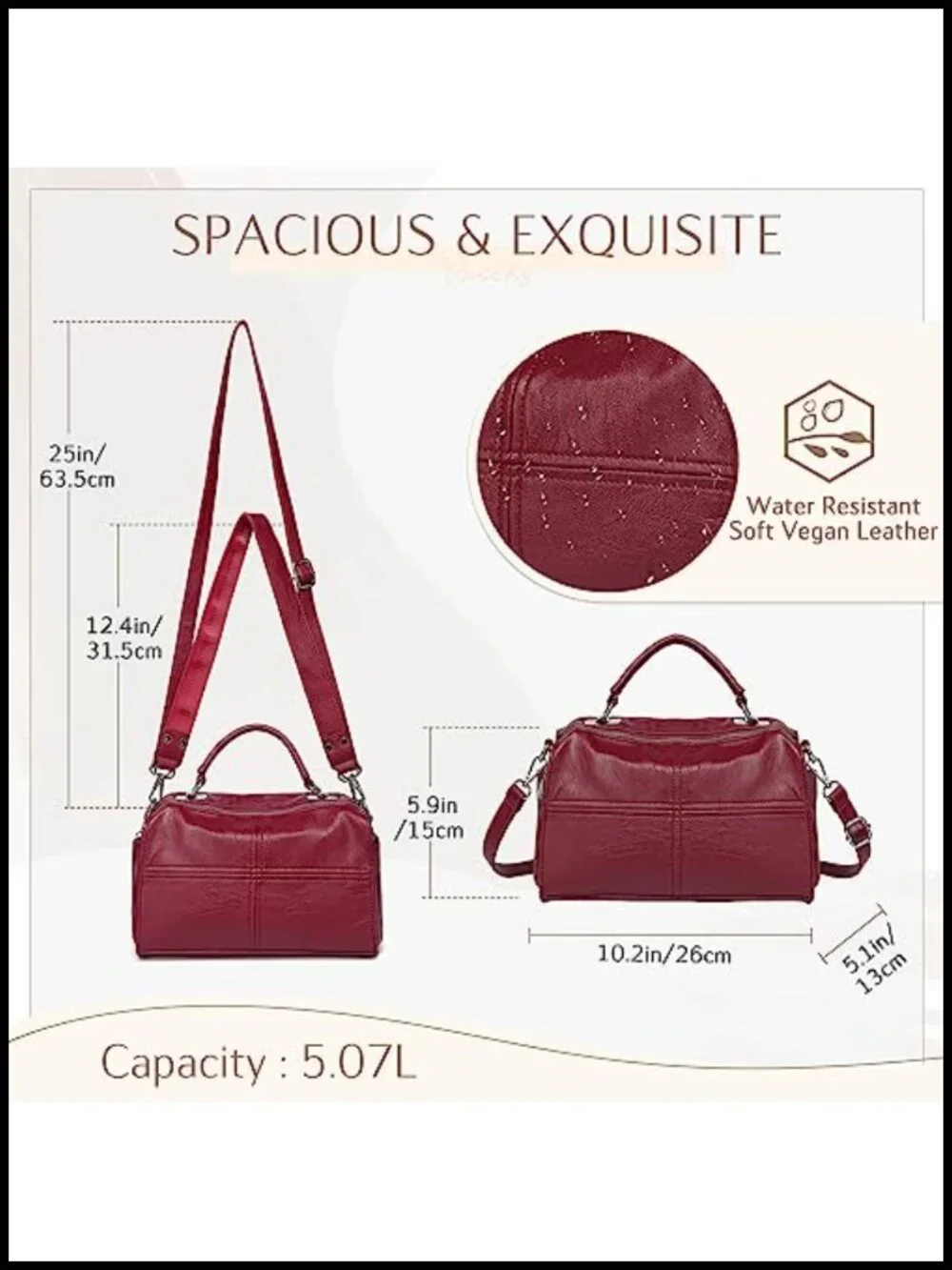 Vegan Leather Top Handle Satchel Crossbody Handbag Shoulder Purse Womens